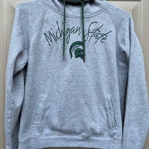 Grey Michigan State Funnel Neck Pullover Hoodie